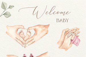 Newborn Watercolor Clipart