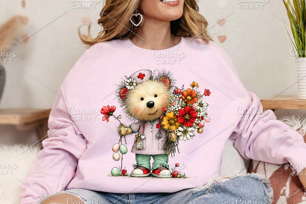 Whimsical Easter Nurse Teddy Clipart, an Illustration by Canvas Craft (Photo 4 of 7)