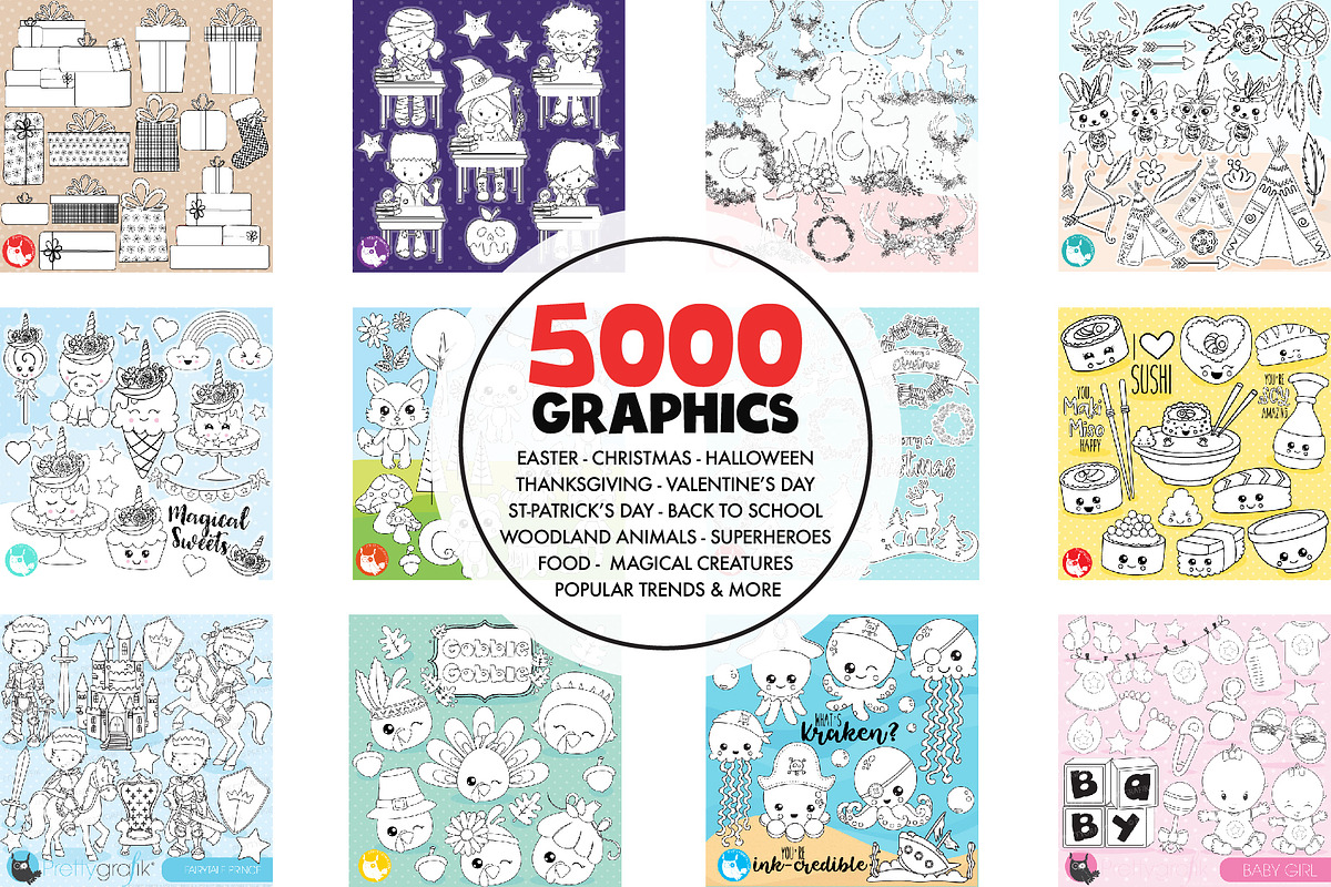 5000 in 1 - Black lines Mega Bundle, an Illustration by PrettyBundles (Photo 6 of 27)