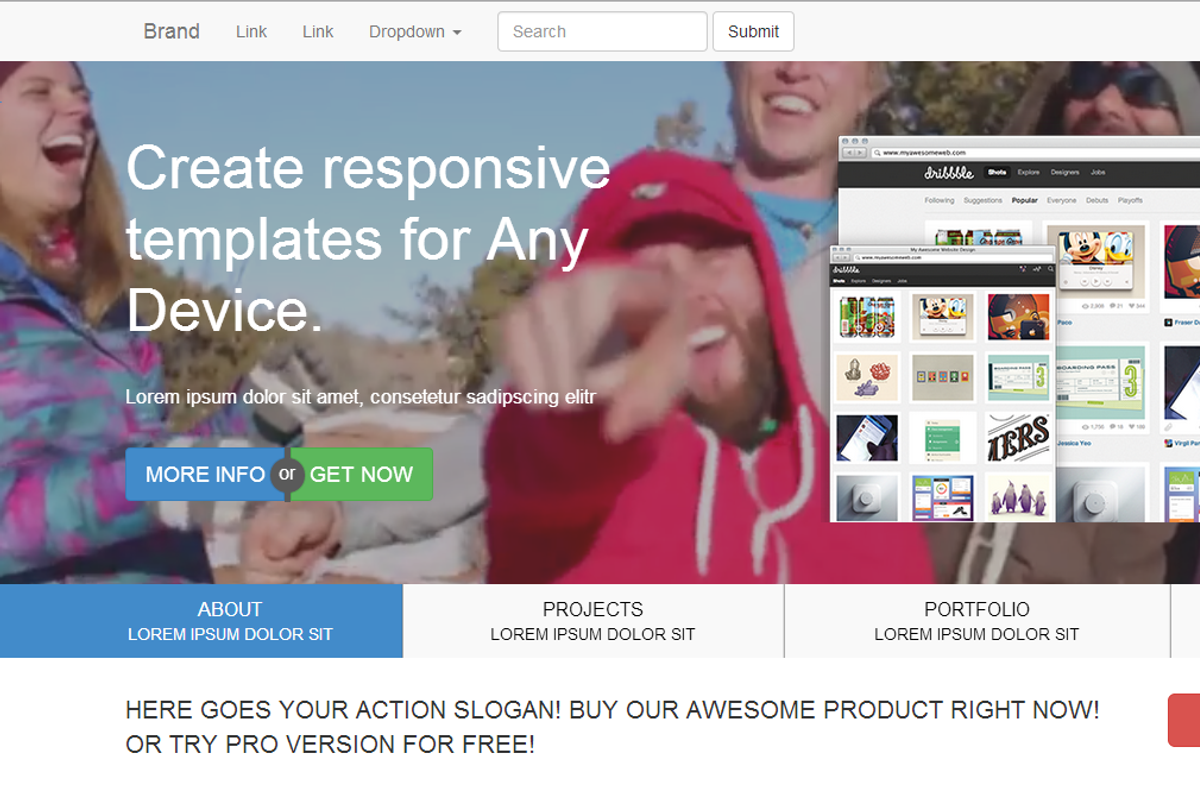 Landing page video background BS3.1., a Landing Page Template by Bootstraptor (Photo 2 of 4)