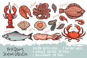 Hand Drawn Seafood Collection, a Food Illustration by alexrockheart (Thumbnail 1 of 4)