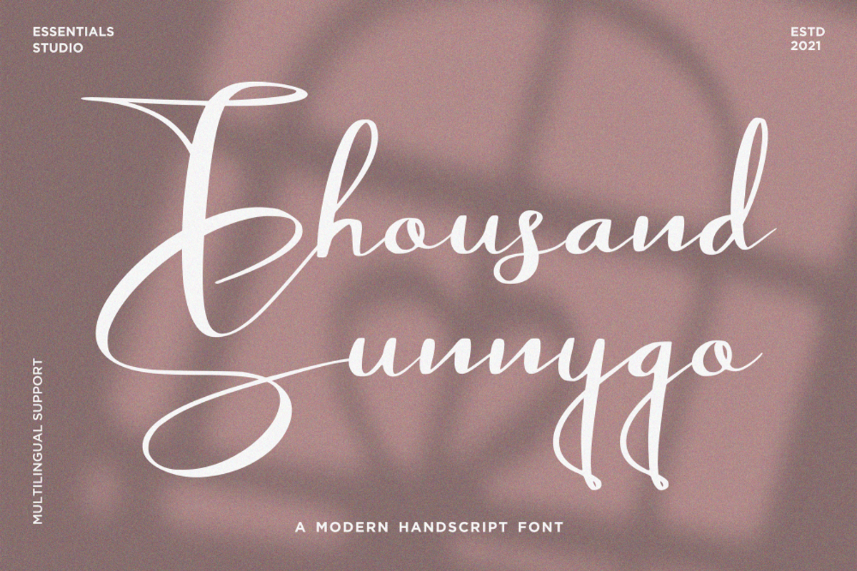 Thousand Sunnygo, a Script Font by Essentials Studio (Photo 1 of 9)