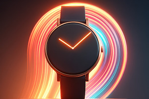 Modern watch with vibrant light trails, a Beauty & Fashion Photo by AlyaAnd