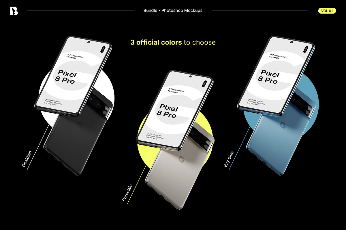 Pixel 8 Pro - Mockups bundle, an Android Mockup by Bran. (Photo 8 of 9)