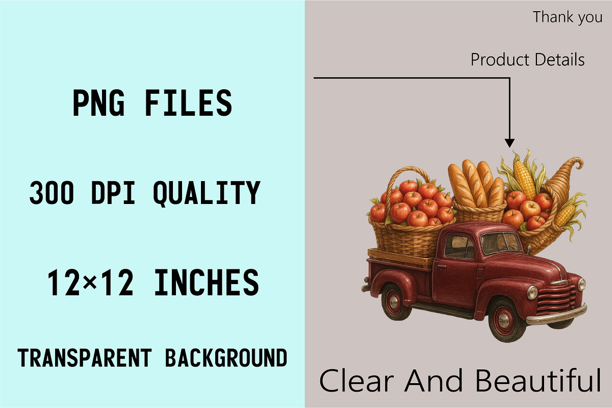 Fall Autumn Truck Sublimation Clipar, an Illustration by SVGArt (Photo 3 of 8)