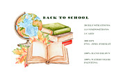 Back to school watercolor clipart., an Education Illustration by SabinaWatercolorArt (Thumbnail 9 of 15)