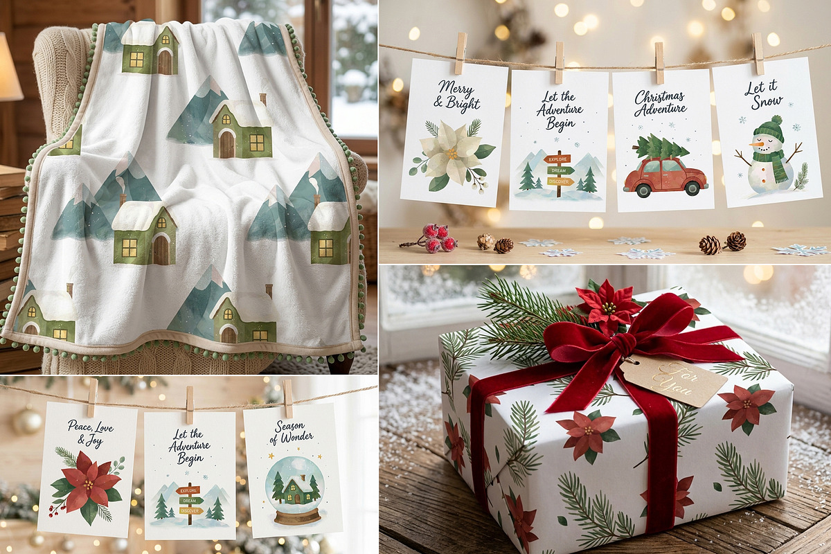Christmas Watercolor Winter Clipart, a Seasonal Illustration by Hanna's ArtLab (Photo 5 of 6)