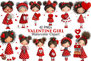 Valentine Girl Clipart, an Illustration by Pixels.Craft