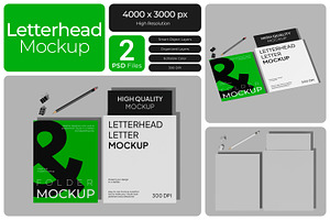 Letterhead Letter with Folder Mockup, a Product Mockup by Bartama Graphic