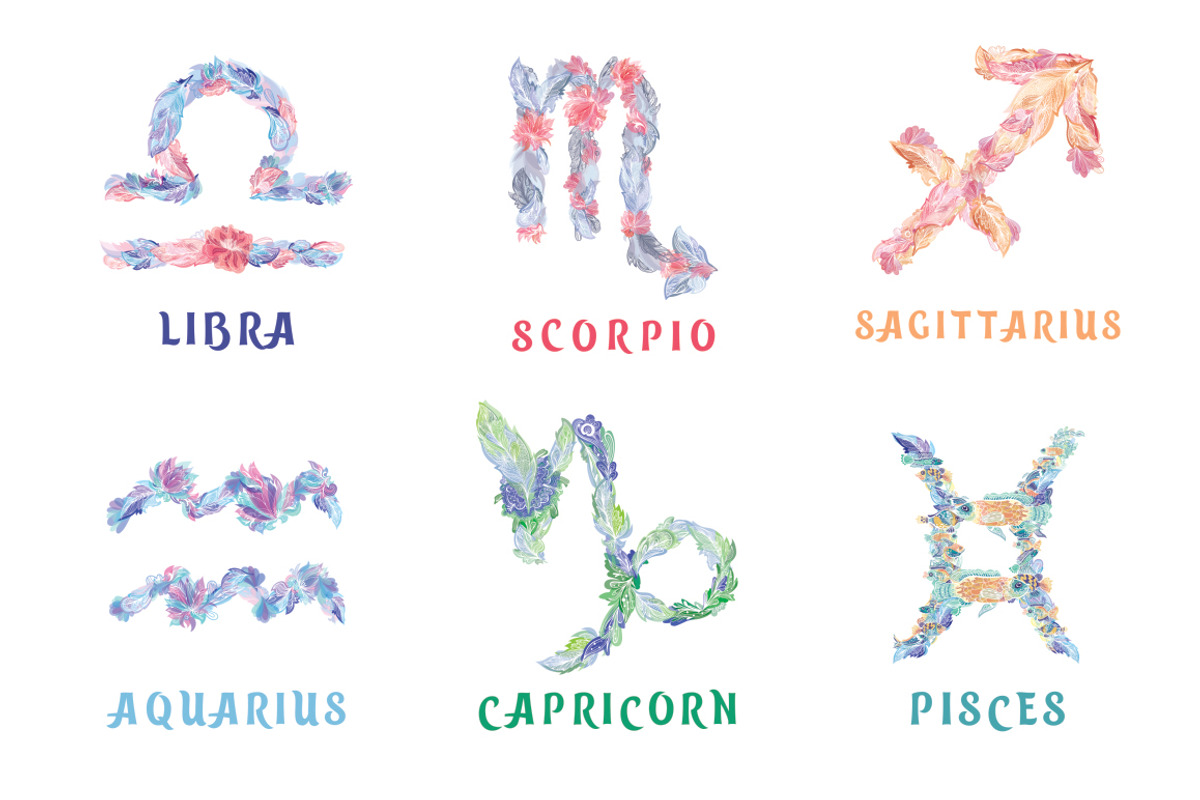 Boho Zodiac Signs Vector, an Illustration by kisikoida (Photo 4 of 9)