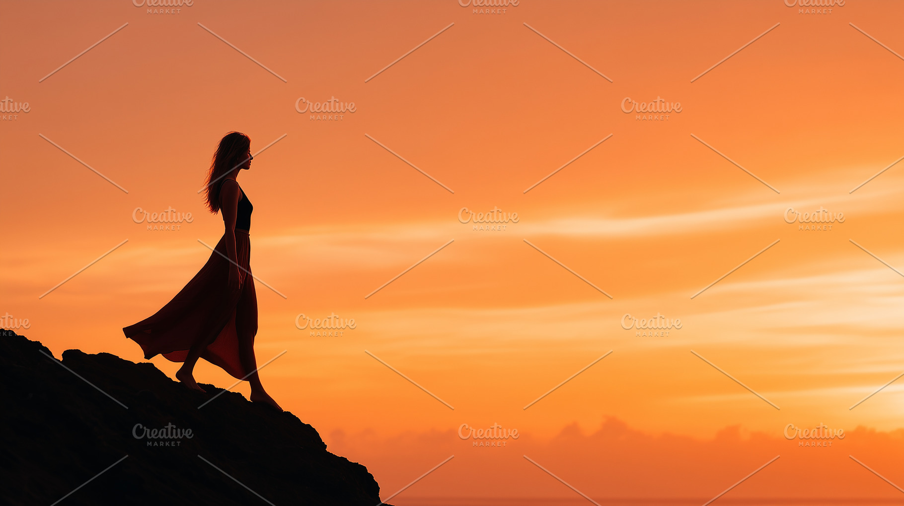 Silhouette of a woman walking, a Person Photo by MistyDay