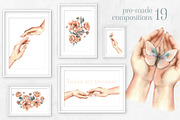 Hands and peonies watercolor clipart, a Person Illustration by NATASHA CHU (Thumbnail 4 of 21)