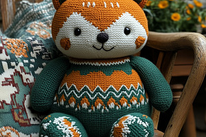 A knitted or crocheted fox doll, an Abstract Photo by Imaginarium