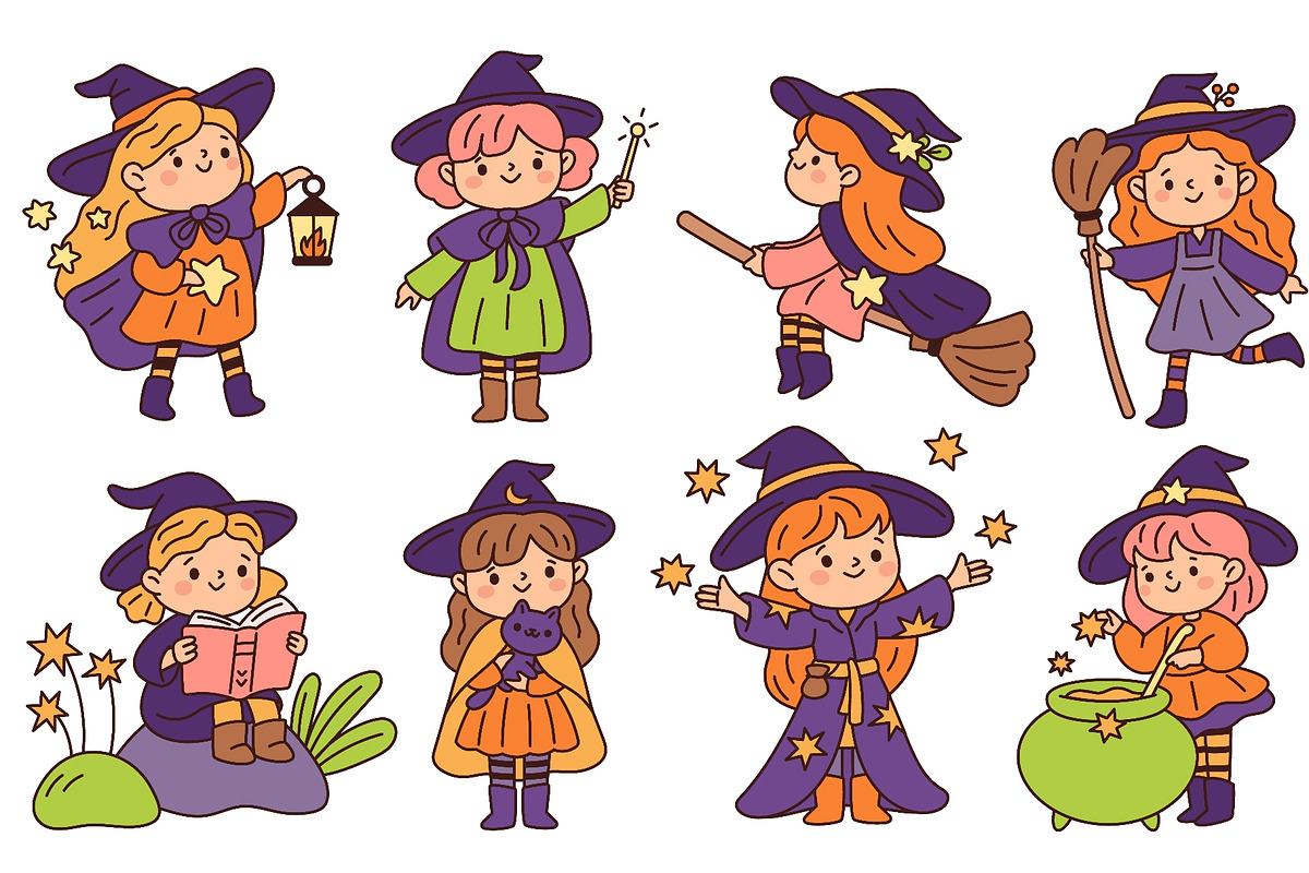 Kawaii little witches characters, an Object Illustration by YummyBuum (Photo 2 of 3)