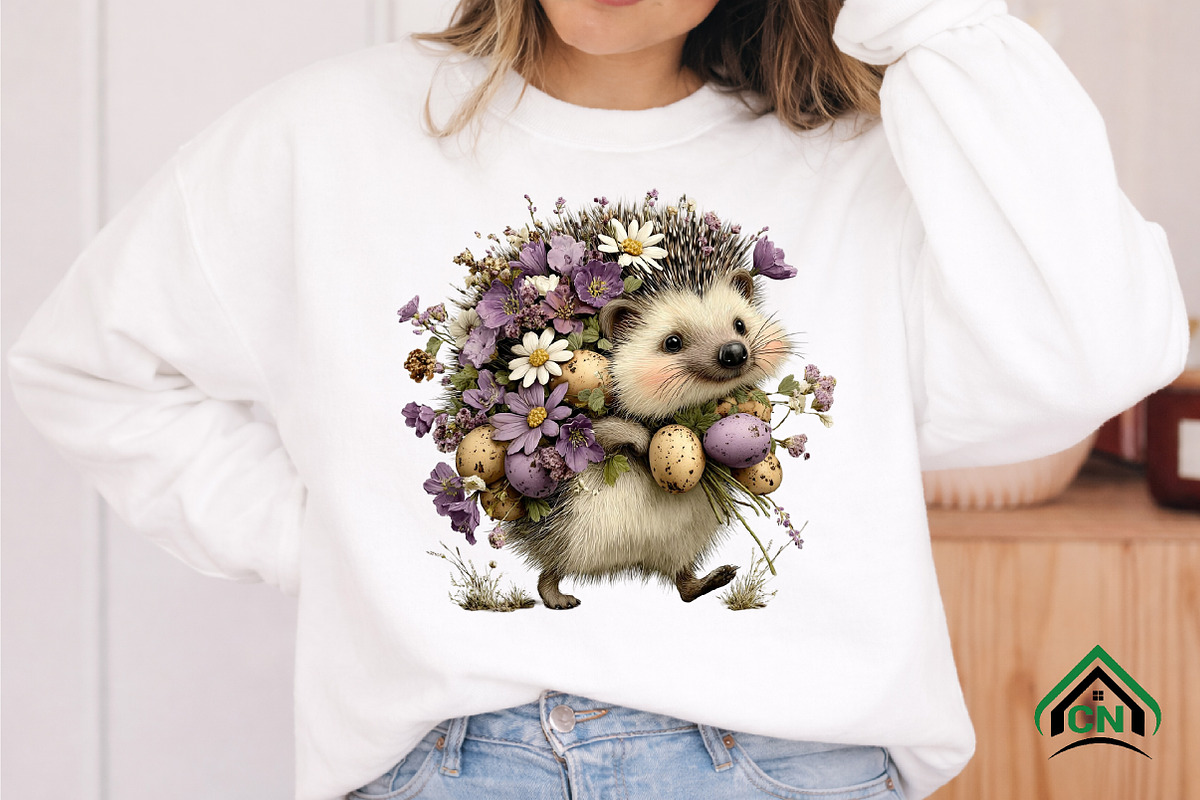 Whimsical Easter Hedgehog Clipart, an Illustration by Craft Nest (Photo 7 of 12)