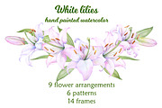 Watercolor clipart white lilies, an Illustration by EshaStudio (Thumbnail 1 of 11)