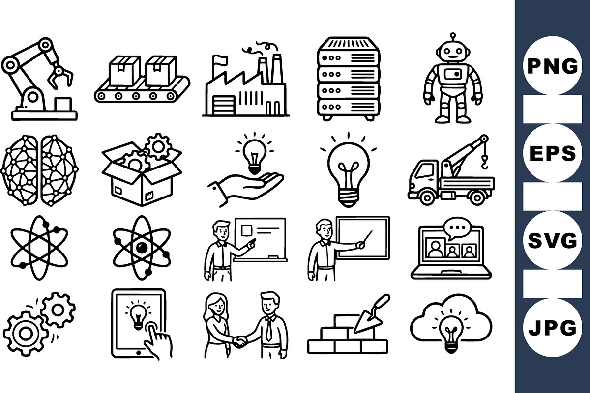 Industrial Technology Icon Set, an Illustration by designvectx (Photo 1 of 3)
