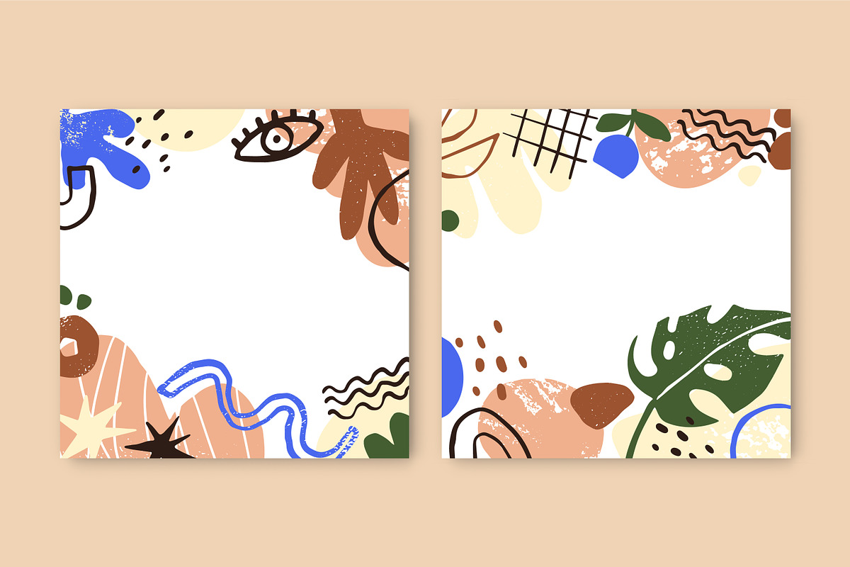 Abstract doodle card backgrounds set, an Illustration by Good Studio (Photo 3 of 5)