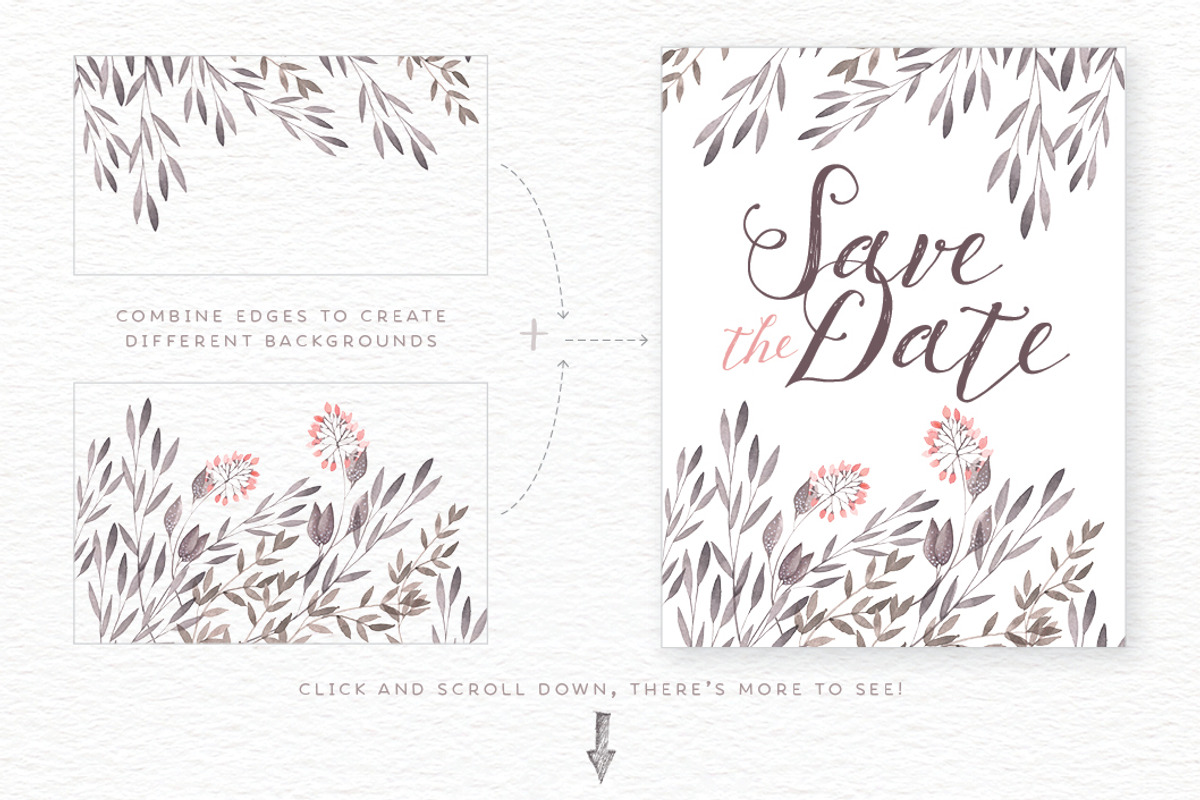 Watercolor floral edges backgrounds, a Decorative Illustration by Lisa Glanz (Photo 3 of 5)