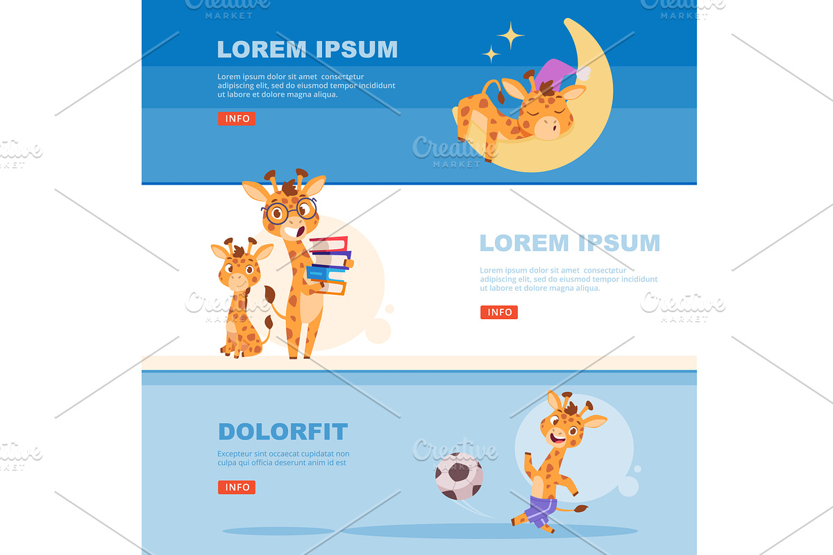 Baby giraffe. banners with cute, an Animal Illustration by Onyx