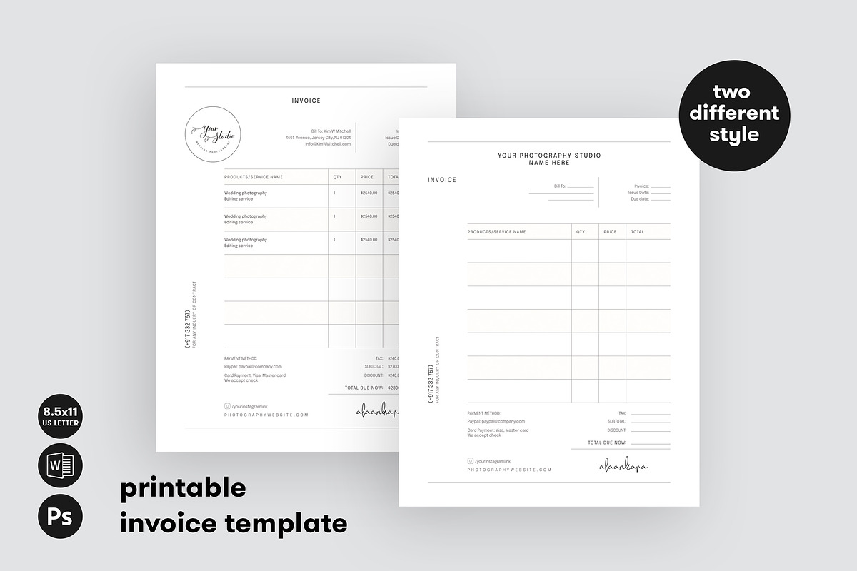 Printable Modern Invoice Template, a Stationery Template by Axpand (Photo 1 of 6)