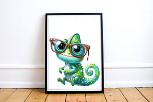 Cute Chameleon With Funny Glasses