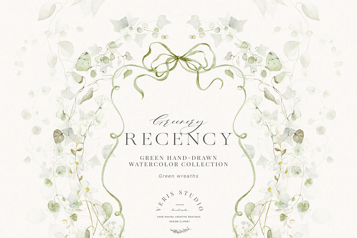 Watercolor Floral Green Ivy Leaf Set, a Decorative Illustration by Veris Studio (Photo 4 of 15)