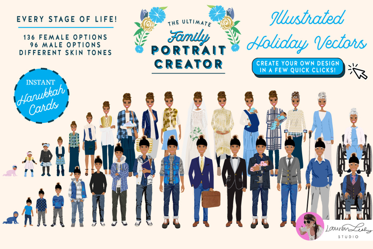 Portrait Creator Jewish Hanukkah, a Person Illustration by Lauren Lesley Studio (Photo 16 of 16)