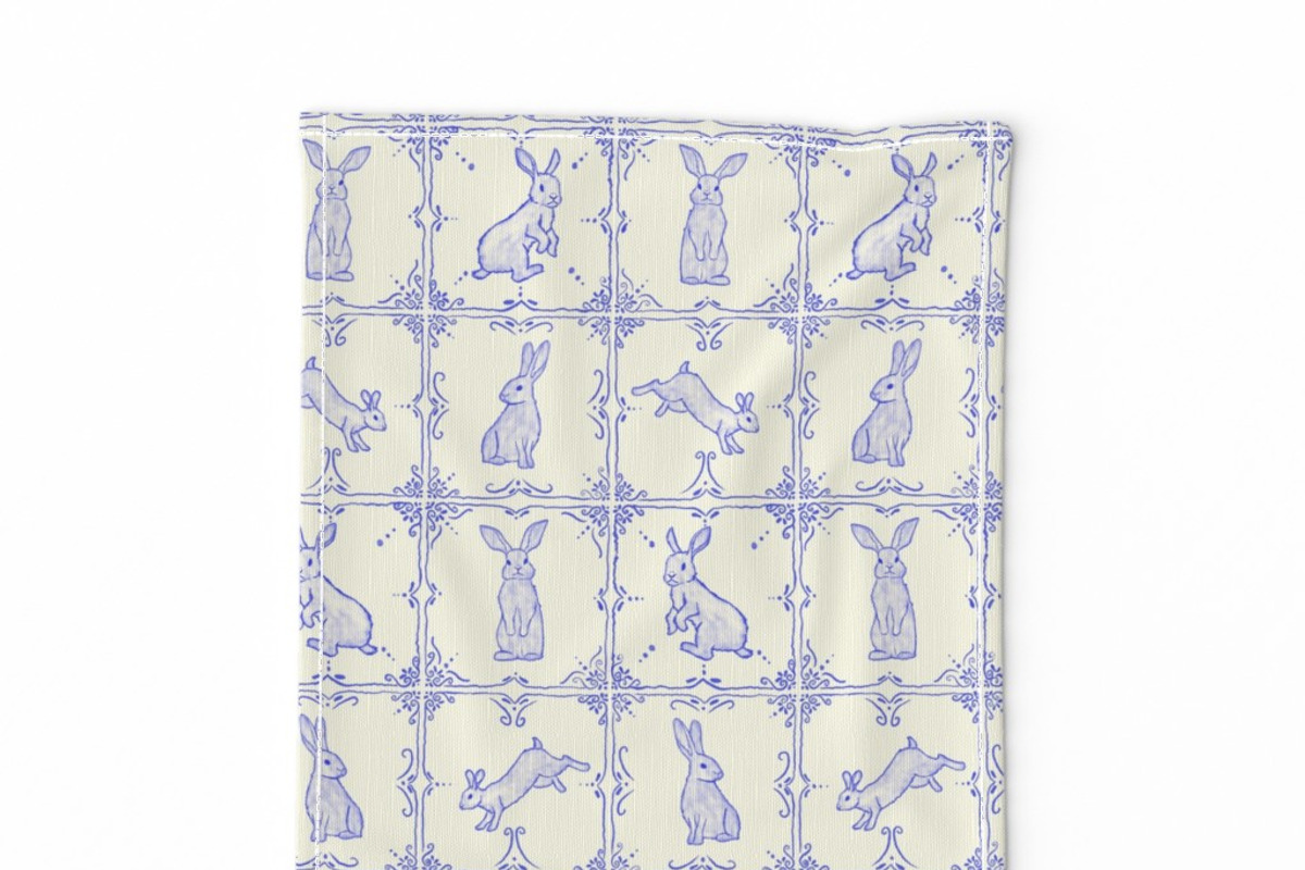 Rabbit Delft Tiles Repeat Pattern, a Pattern Graphic by Forest Lily (Photo 5 of 5)