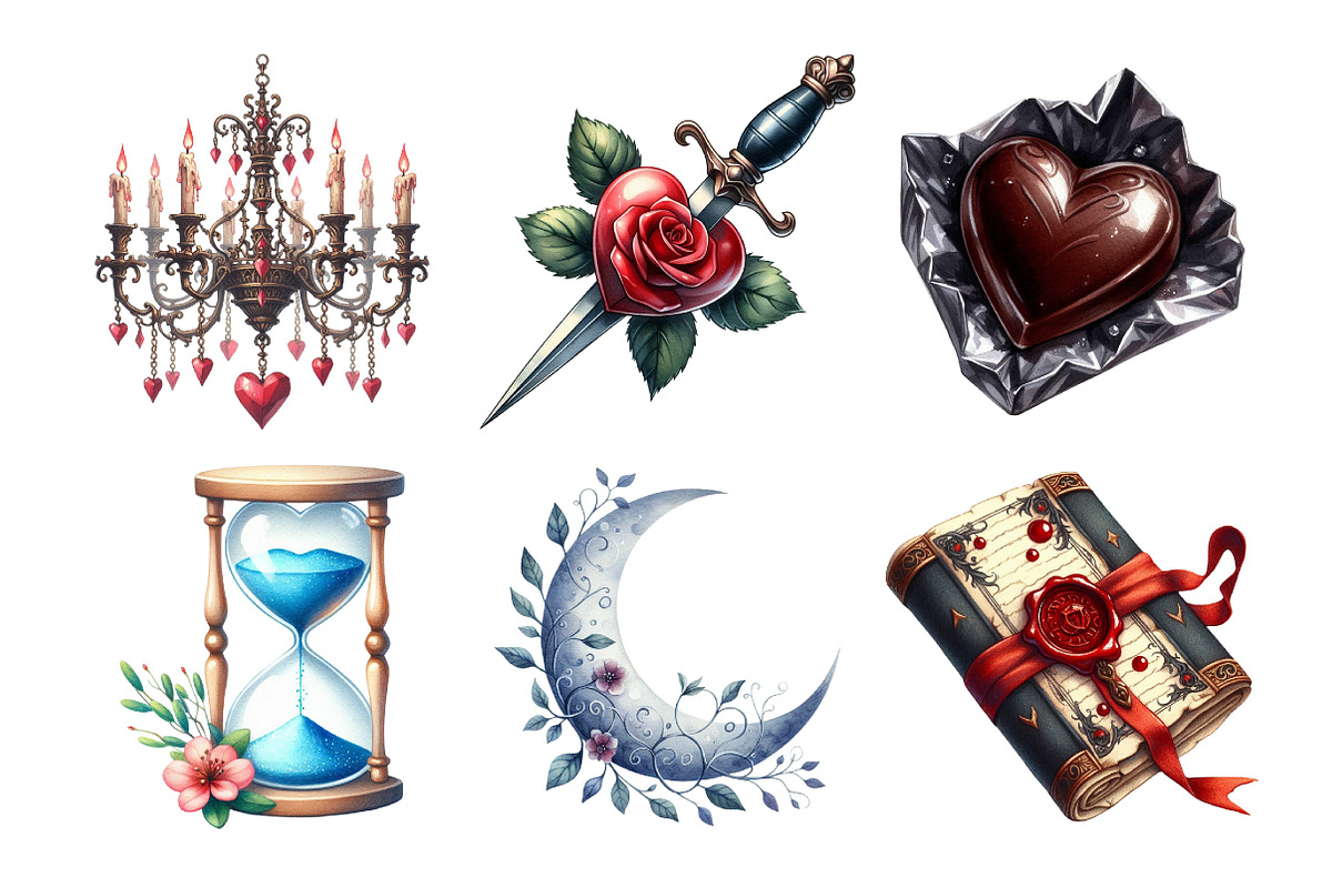 Love Gothic Valentine Clipart, an Illustration by Daily.Designs (Photo 2 of 5)