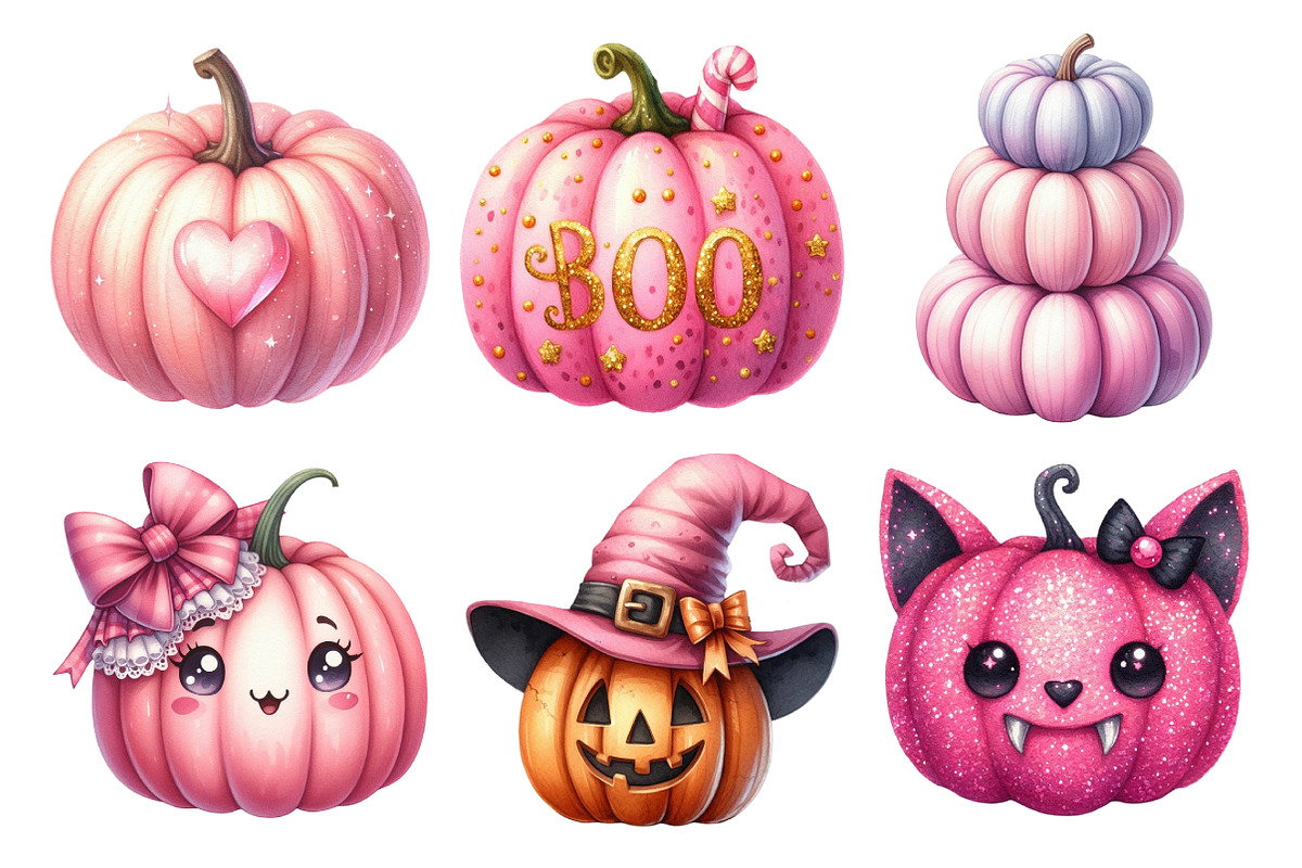 Pink Halloween Pumpkin Clipart, an Illustration by Daily.Designs (Photo 4 of 5)