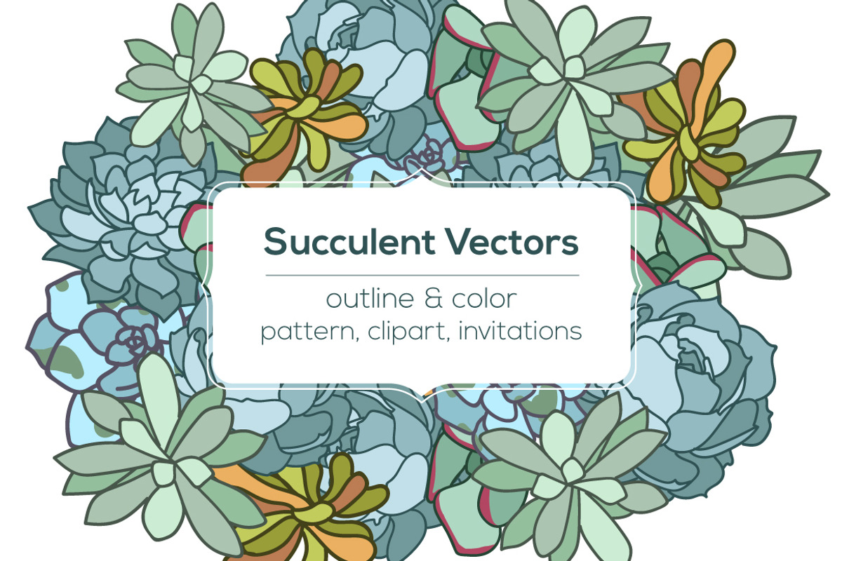 Succulent vector pattern & invite, a Pattern Graphic by OctoPaper (Photo 1 of 5)