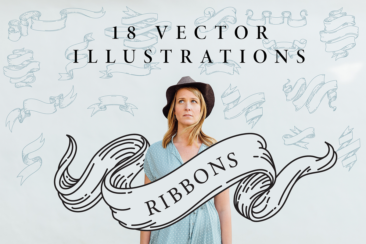 Etched Ribbons Vector Set, a Decorative Illustration by Inkwell Supply Co (Photo 1 of 11)
