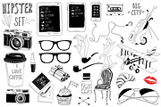 Hipster doodle set + 24 patterns, a Pattern Graphic by artnLera (Thumbnail 2 of 5)