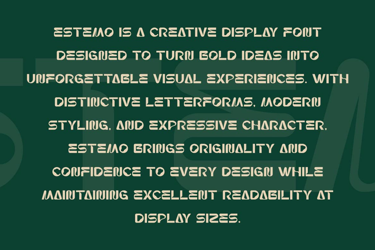 Estemo – Creative Display Font, a Sans Serif Font by Artiveko (Photo 4 of 6)
