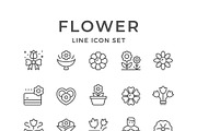 Set line icons of flower, an Outline Icon by motorama (Thumbnail 1 of 2)