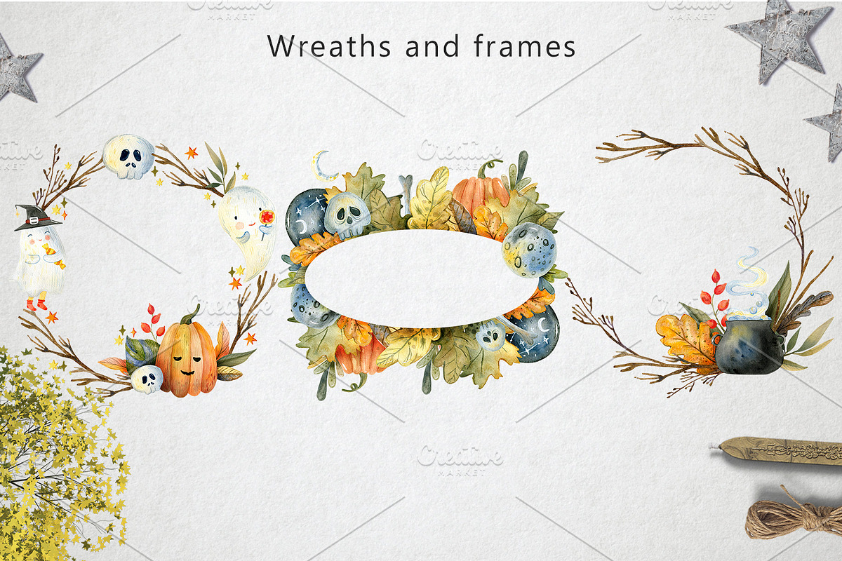 Magic Halloween Watercolor Set, an Object Illustration by annasokol_ (Photo 4 of 8)