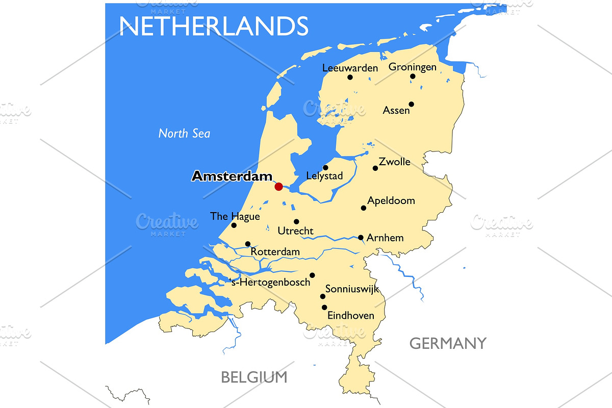 Netherlands map, an Illustration by ilynx