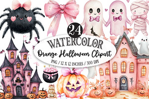 Pink Orange Halloween Clipart