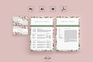 Roses Floral Resume / Card Template