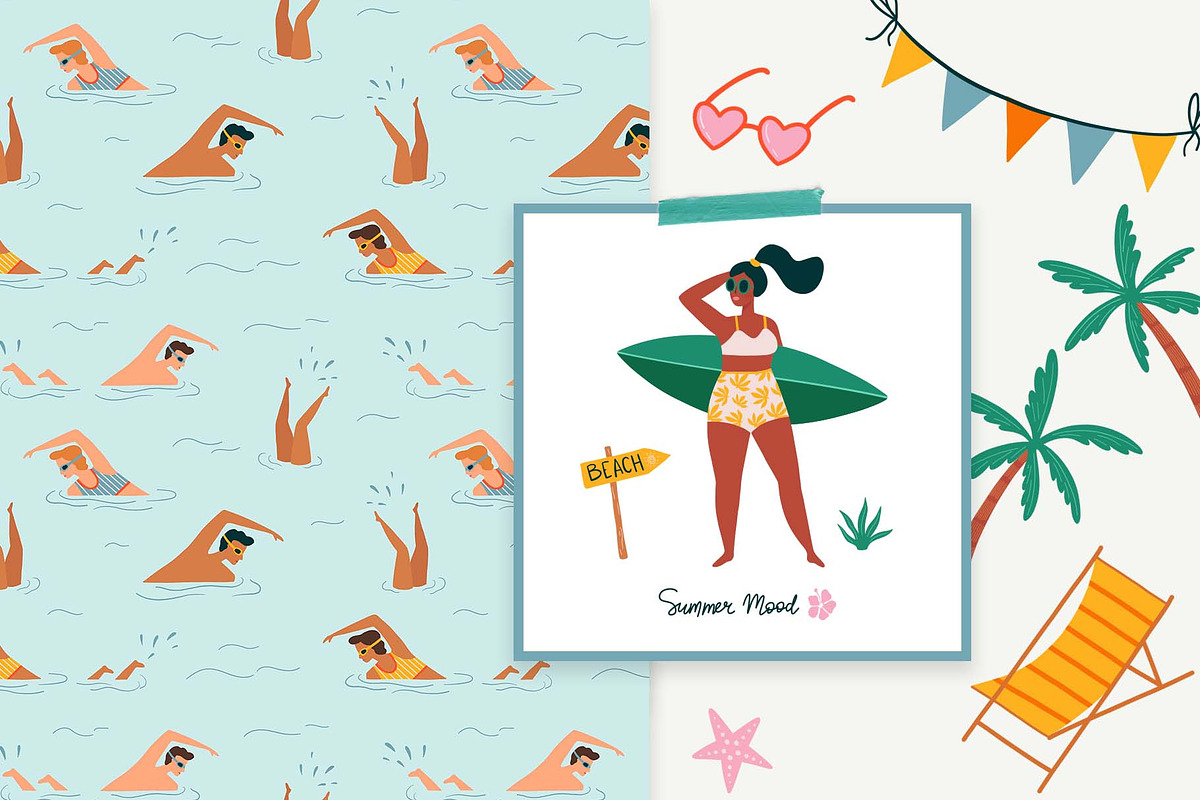 Summer Beach Clipart & Patterns Set, a Seasonal Illustration by Irina Ostapenko (Photo 9 of 10)