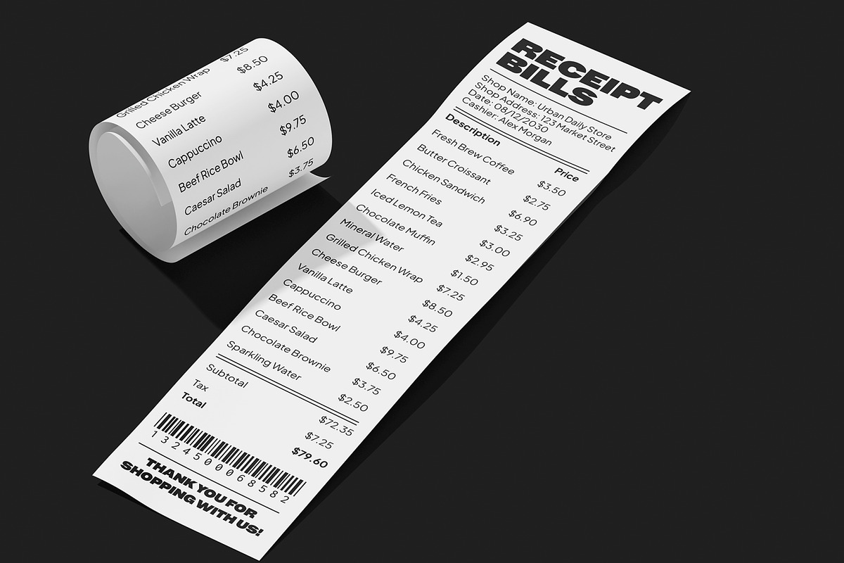 Receipt Bills Mockup, a Packaging Mockup by Permadi Creative (Photo 4 of 5)