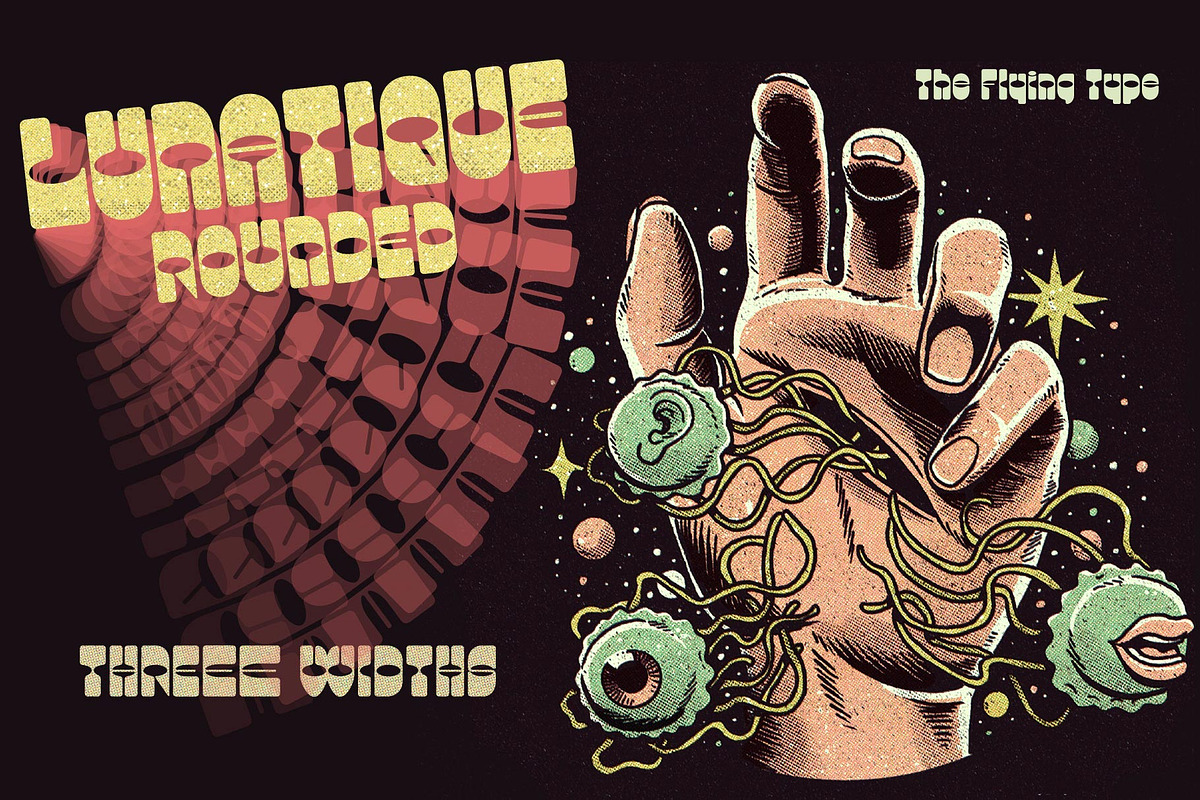 Lunatique Rounded | Three Fonts, a Font by The Flying Type (Photo 1 of 13)