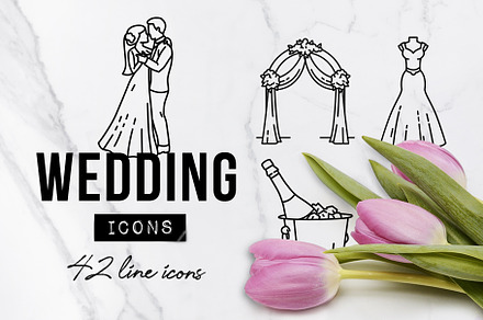 42 Romantic Wedding Icons - Love