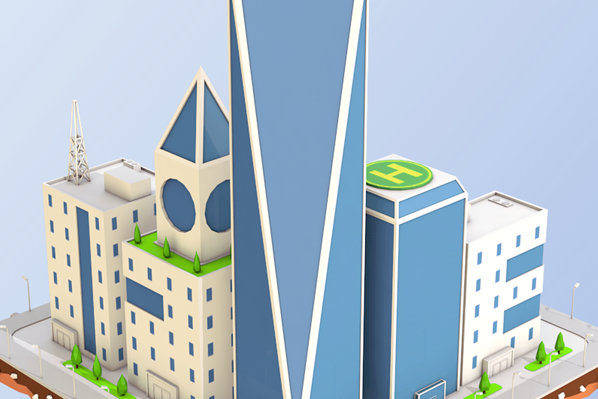 Low Poly City Block Skyscraper Build, an Environmental 3D Model by 3DGeeq (Photo 4 of 6)