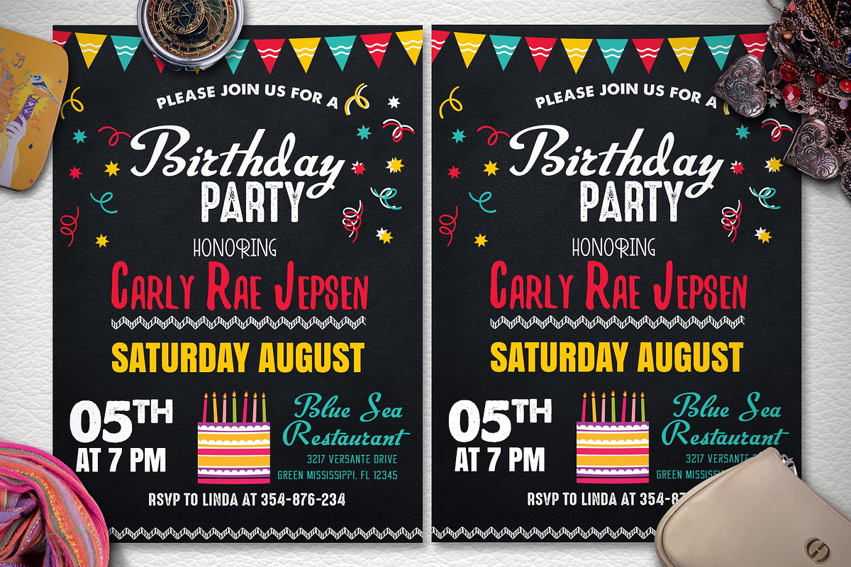 Chalkstyle Birthday Party Flyer, a Flyer Template by Design Addict