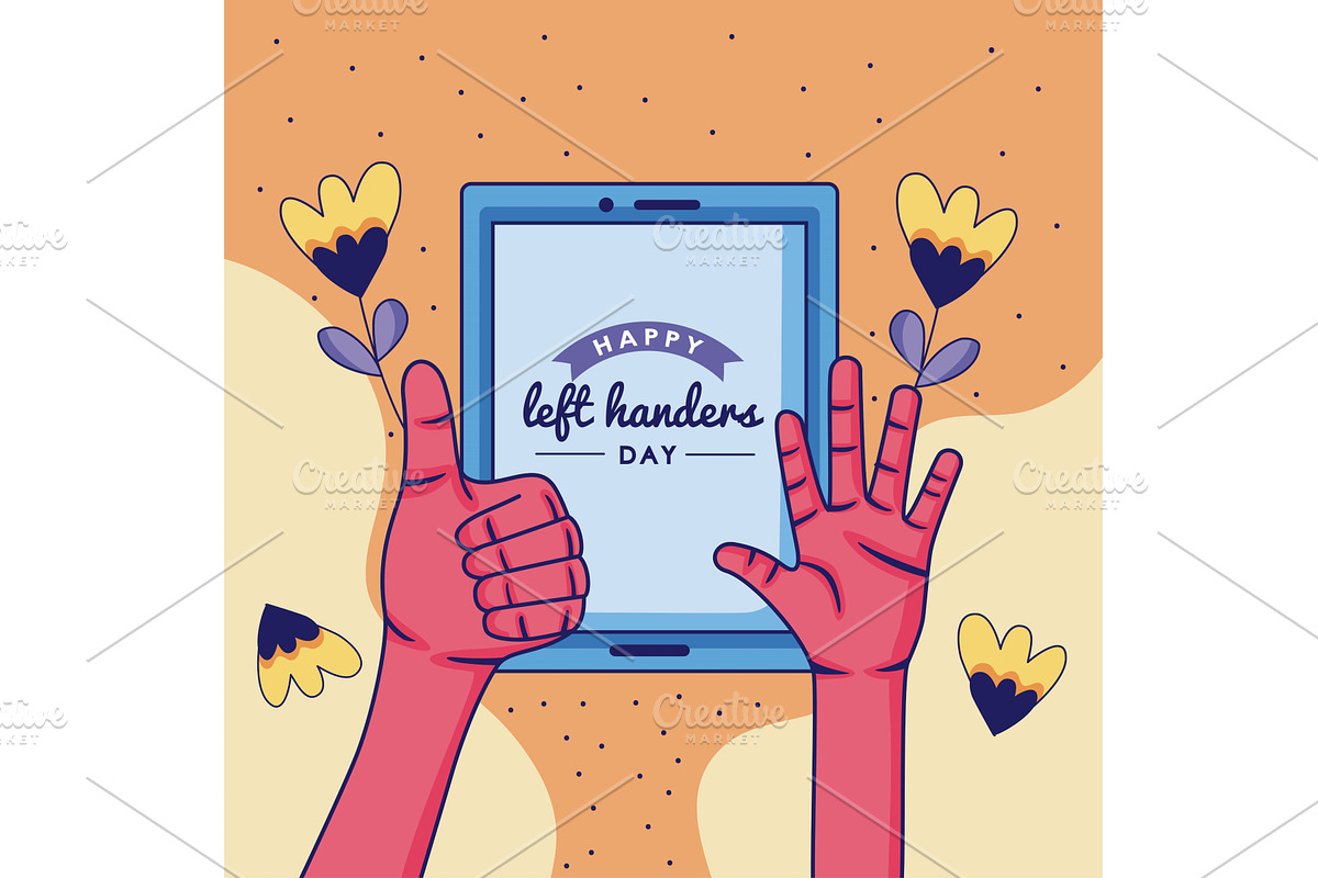 left handers day lettering, an Illustration by studiogstock