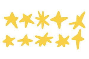 Set of yellow stars, childrens, an Illustration by Tati_Kli