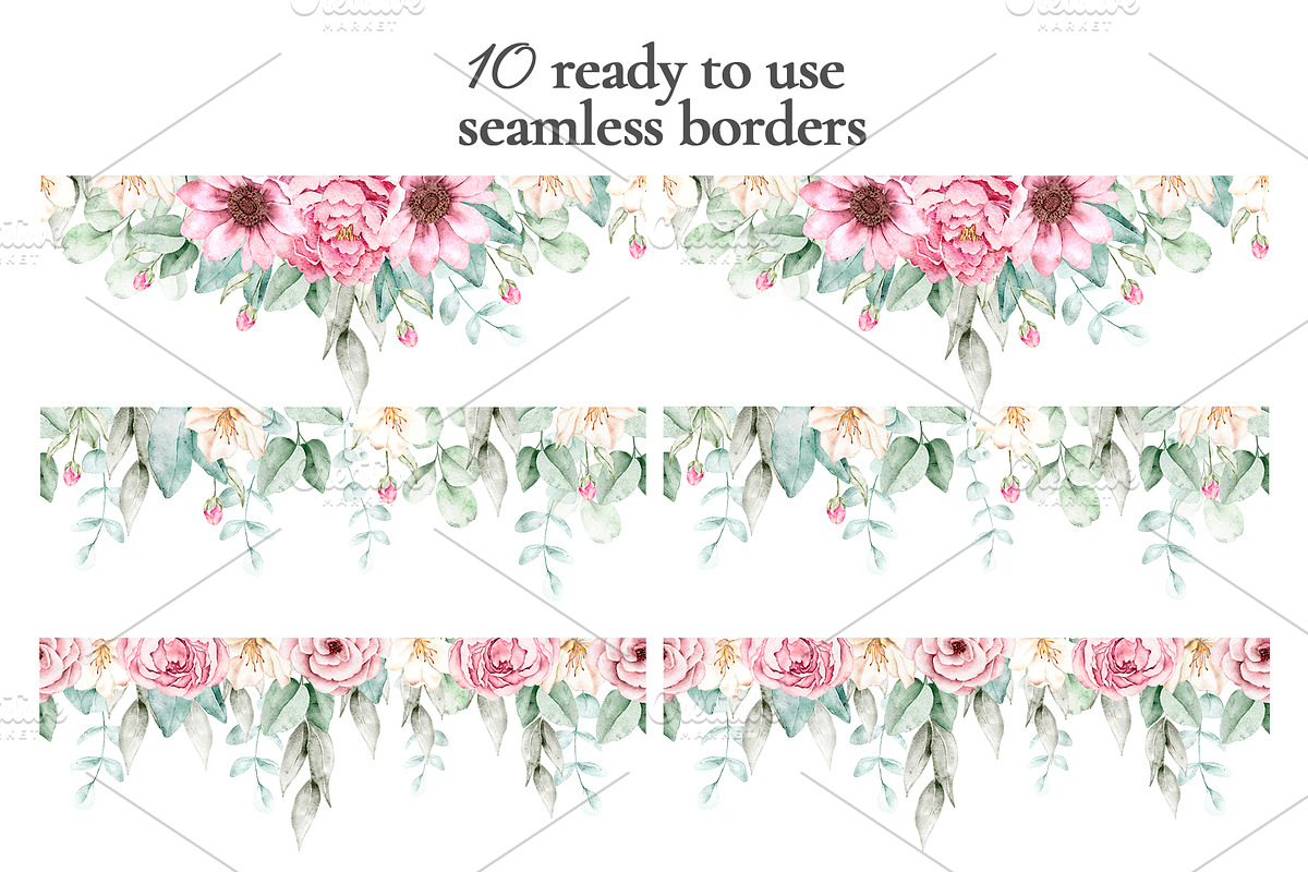 Watercolor Floral Clipart, a Decorative Illustration by Eves_Aquadreams (Photo 8 of 18)