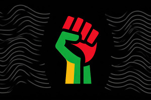 Black power fist symbol in colors, a Photo by Beautiful things